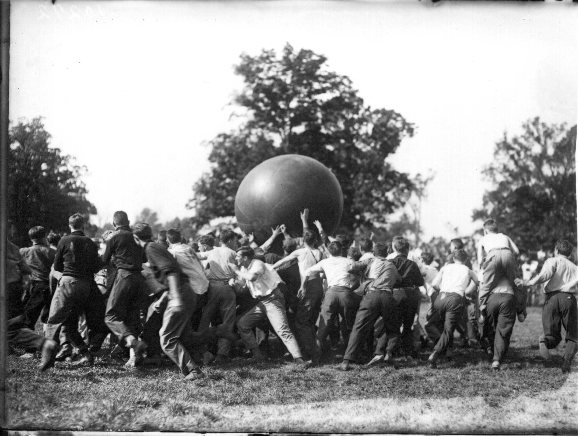 Push ball competition at Miami University freshman-sophomore contest, October 1910